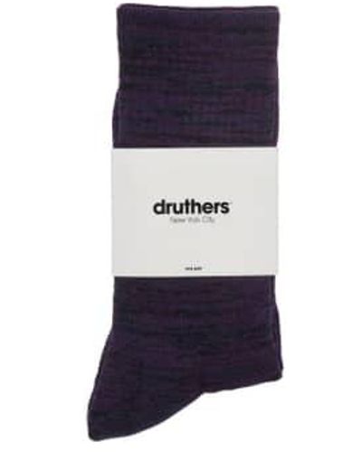 Druthers Organic Cotton Everyday Crew Socks Navy Melange One Size - Blue