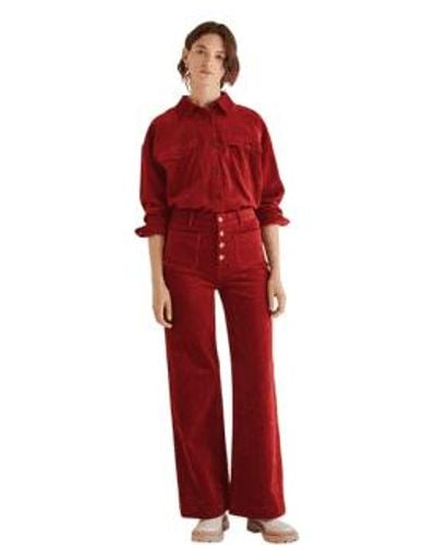 Yerse Leandra Button Pants - Red
