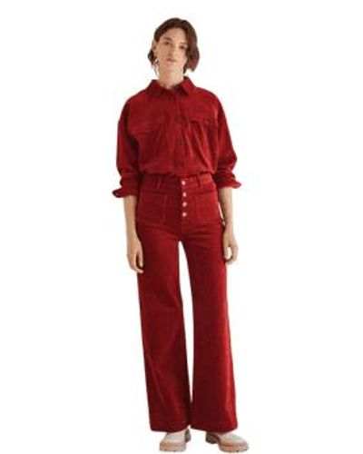 Yerse Leandra Button Trousers In Dark From - Rosso