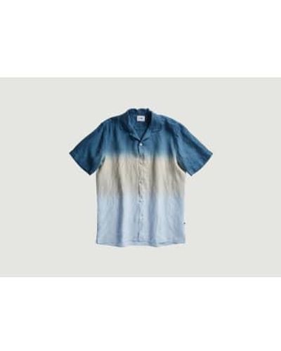 NO NATIONALITY 07 Miyagi Short Sleeve Linen Shirt - Blu