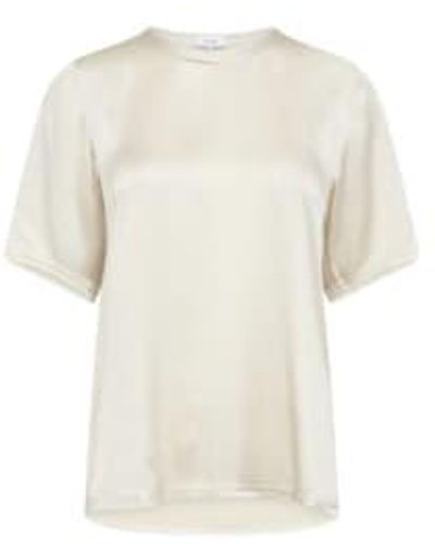 Levete Room Oyster Gunhilda Silk Mix T-Shirt - Weiß