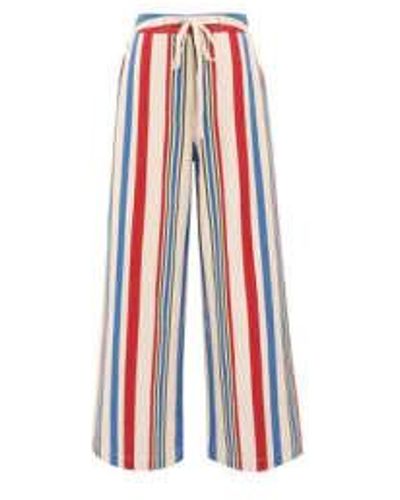 FRNCH Pelly Stripe Cotton Trouser Xs - Red