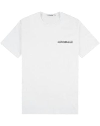 Calvin Klein Camiseta tejido flameado con logo en el pecho institucional blanco