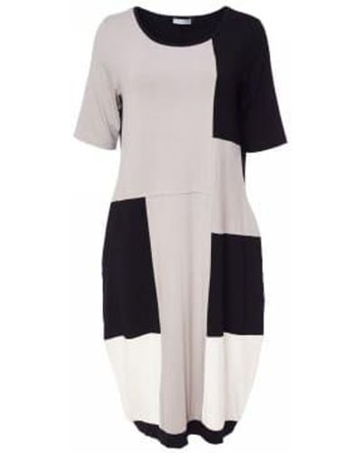 Naya Block color jersey robe vison / noir - Multicolore