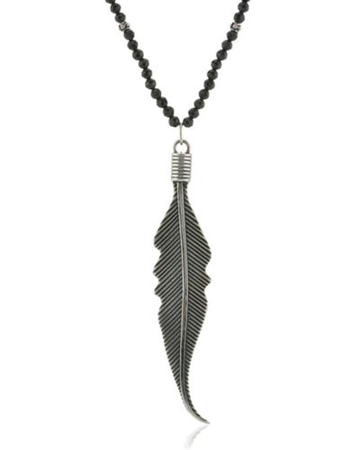 CollardManson Wdts Feather Onyx Necklace - Metallizzato