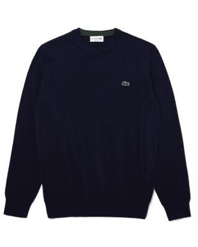 Lacoste Organic Cotton Sweater Round Neck Navy Blue