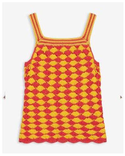 Lowie Crochet Vest Striped M - Orange