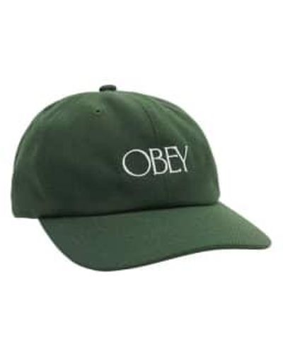 Obey Basque 6 Panel Strapback Cap Dark Cedar Os - Green