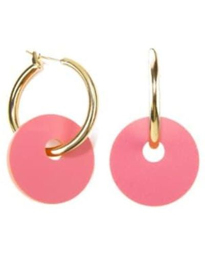 sept cinq Plexiglass Saucer Earrings - Pink