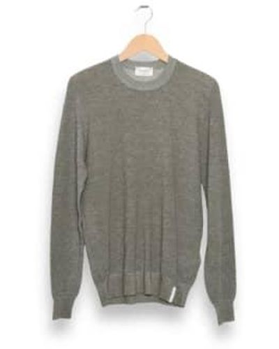 Brooksfield Crew Sweater Rice Stitch Cotton Oregano/ Panna 54/xl - Gray