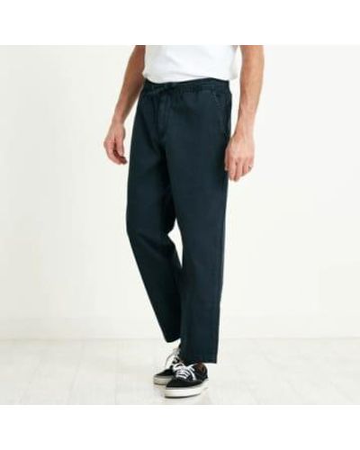 Wax London Kurt Trouser Longer Leg Organic Cotton Twill Navy 32 - Blue