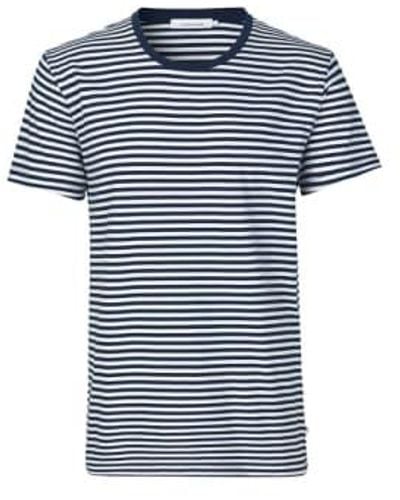 Samsøe & Samsøe Camiseta knud stripe zafiro / blanco - Azul