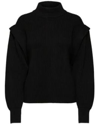 SELECTED Fray Knit M - Black