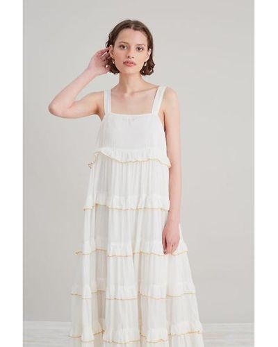SELECTED Tiered Summer Dress White