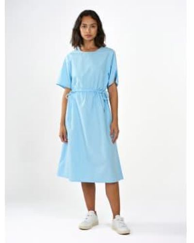 Knowledge Cotton Poplin O Neck Airy Dress - Blu