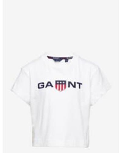 GANT D1. t-shirt recadré du bouclier rétro - Blanc