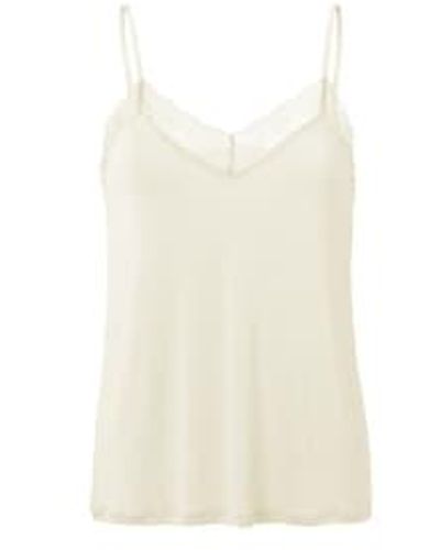 Yaya Lace Scrappy Top With Jersey Body Or Ivory White - Neutro