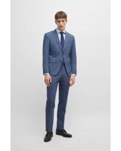 BOSS Boss-h-huge-2pcs slim fit anzug in gemustertem stretch-stoff in blau 50521670 412