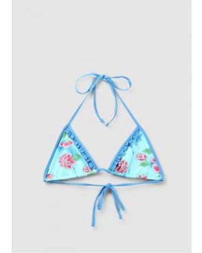 Frankie's Bikinis Top de bikini de tiras con estampado floral camilla en azul |