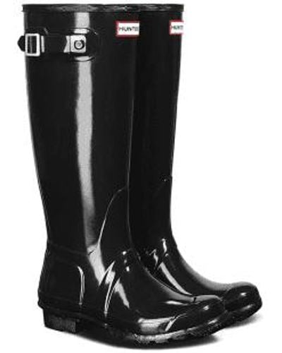 HUNTER Original tall gloss boots - Negro