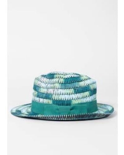 Paul Smith Turquoise Space Dye Trilby Hat - Green
