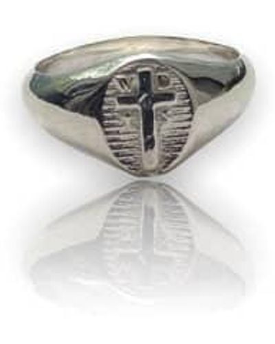 WDTS Window Dressing The Soul 925 Silver Signet Ring With Detail 6 - Gray