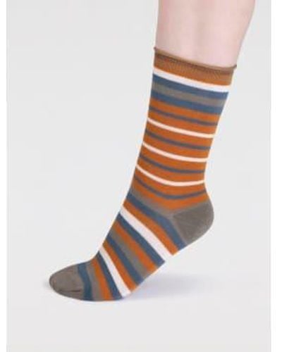 Thought Turmeric Spw835 Lucia Bamboo Stripe Socks One Size / - White
