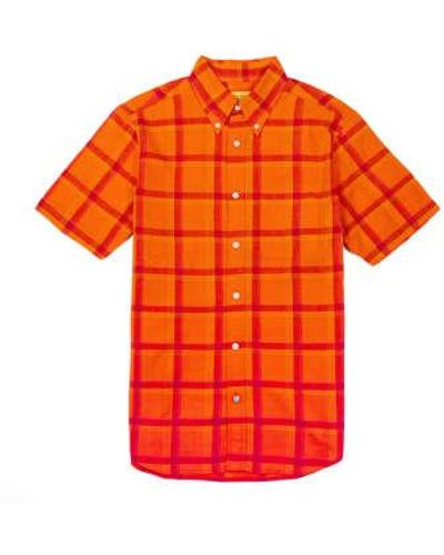 Original Madras Trading Co. Camisa madras check manga corta naranja brillante