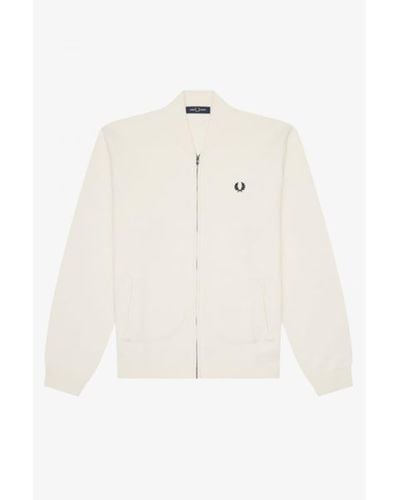 Fred Perry Knitted Zip Through Bomber - White