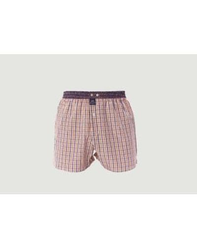 McAlson Checked Cotton Boxer Shorts L - Pink