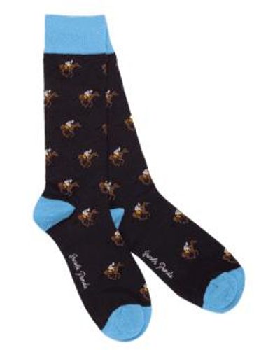 Swole Panda Racehorse Bamboo Jockey Socks One Size 4-7 - Blue