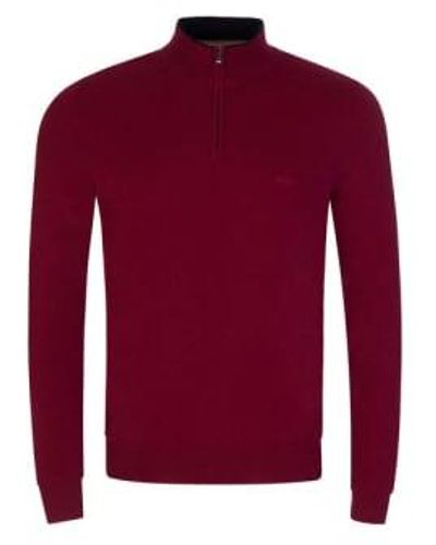 BOSS Marlo Dark Zip-neck Jumper - Red