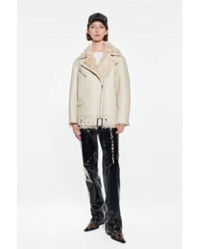 Stand Studio Carrie Shearling Biker Jacket 36 / Off - White