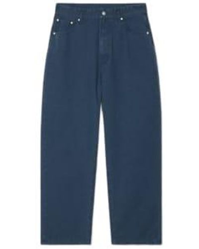 PARTIMENTO Stone Washing Chino Trousers In Navy Medium - Blue