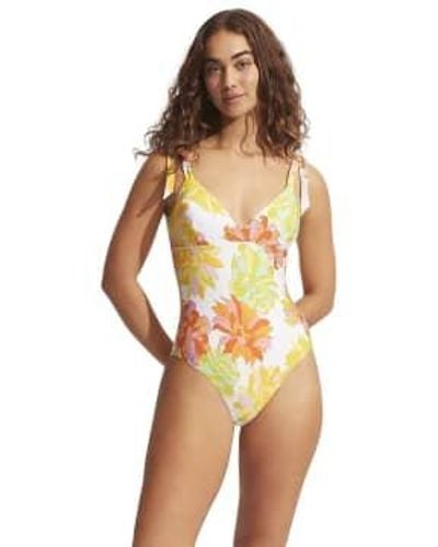 Seafolly Palm Springs Wrap Front Swimsuit - Yellow