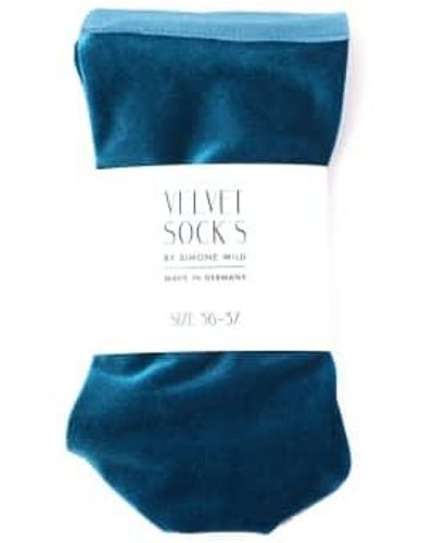 Simone Wild Velvet Ankle Sock - Blu