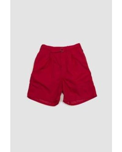 Beams Plus One Pleat Athletic Shorts S - Red