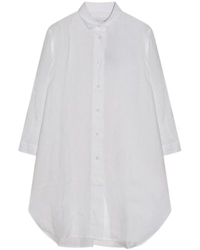Cashmere Fashion Ploumanach Linen Tunic Blouse - White