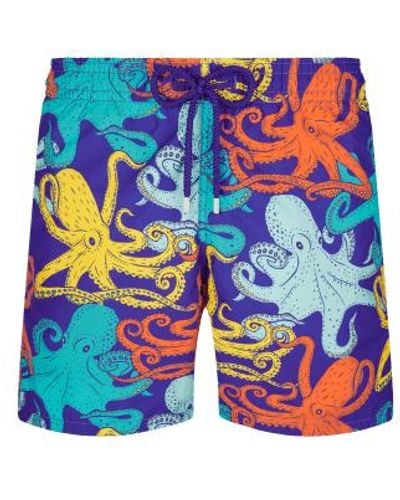 Vilebrequin Moorea swim shorts octopussy blue - Azul