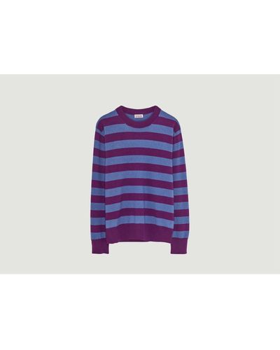 Tricot Recycled Cashmere And Cotton Striped Sweater - Purple
