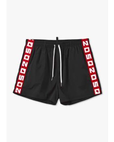 DSquared² Shorts natation du logo en noir et rouge