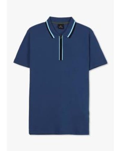 Paul Smith Herren reguläre kurzarm -reißverschluss -polo -hemd in blau