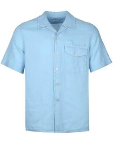 Paul Smith Camisa fit casual manga corta lino azul cielo