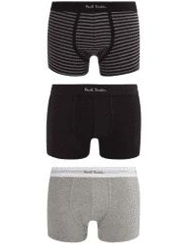 Paul Smith 3 paquete ropa interior col: franja negra/gris/gris con prohibición blanca - Negro