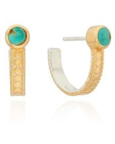 Anna Beck Turquoise Hoop Earrings / Gold Plated - Blue