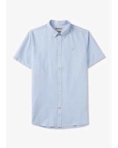 Barbour S Striped Oxtown Short Sleeve Tailored Shirt - Blue