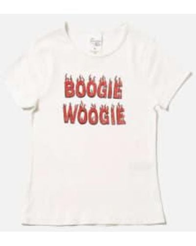 Nudie Jeans Eve T Shirt Boogie Woogie Off S - White
