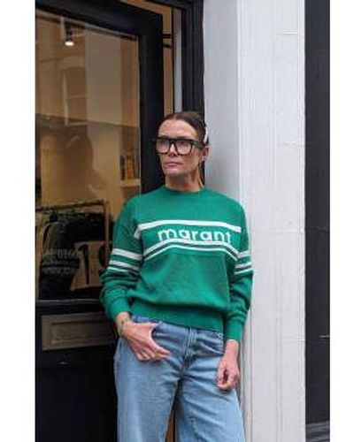 Isabel Marant Arwen Emerald Open-knit Sweatshirt 36 - Green
