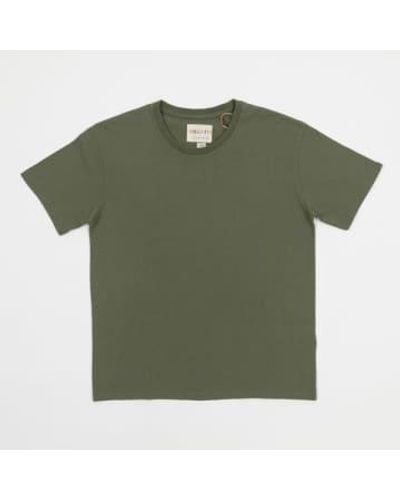 Uskees Loose Fit Organic Cotton Short Sleeve T-shirt In Army Xl - Green
