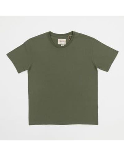 Uskees Loose Fit Organic Cotton Short Sleeve T Shirt In Army - Verde
